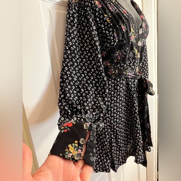 Free People Womens Wonderland Printed A-Line Mini Dress Color Black Size X-Small - Picture 7 of 14